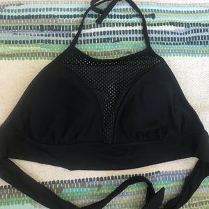 Black mesh halter top